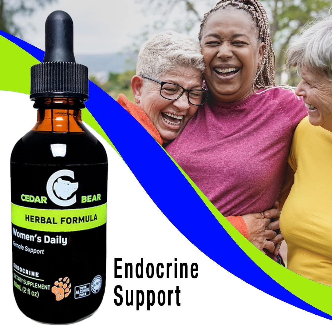 Cedar Bear Women's Support Daily Liquid Herbal Supplement - Promotes Healthy Menstrual Cycles, Reproductive System, & Hormonal Function - 2 Fl Oz