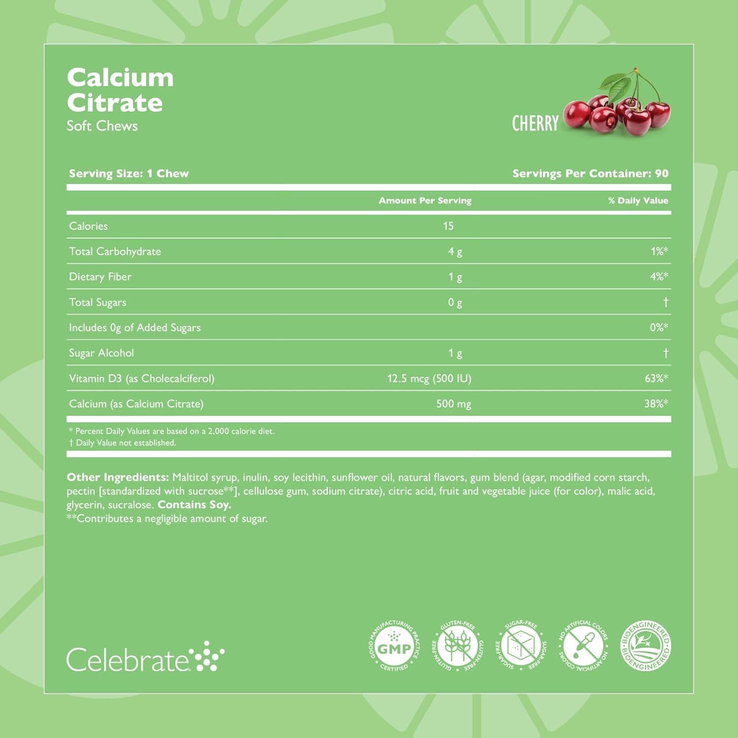 Celebrate Vitamins Bariatric 500mg Calcium Citrate Soft Chews with Vitamin D3 for Gastric Bypass Patients - Cherry Flavor, Sugar & Gluten Free (270 Chews) - BoostGo Australia