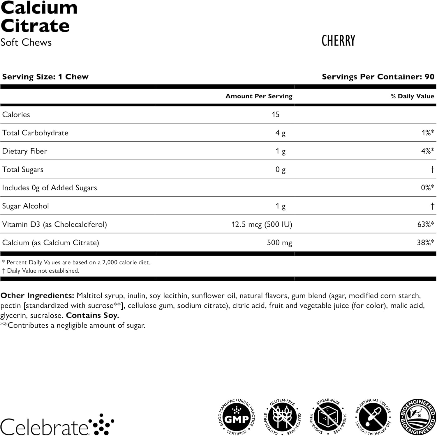 Celebrate Vitamins Bariatric 500mg Calcium Citrate Soft Chews with Vitamin D3 for Gastric Bypass Patients - Cherry Flavor, Sugar & Gluten Free (270 Chews) - BoostGo Australia