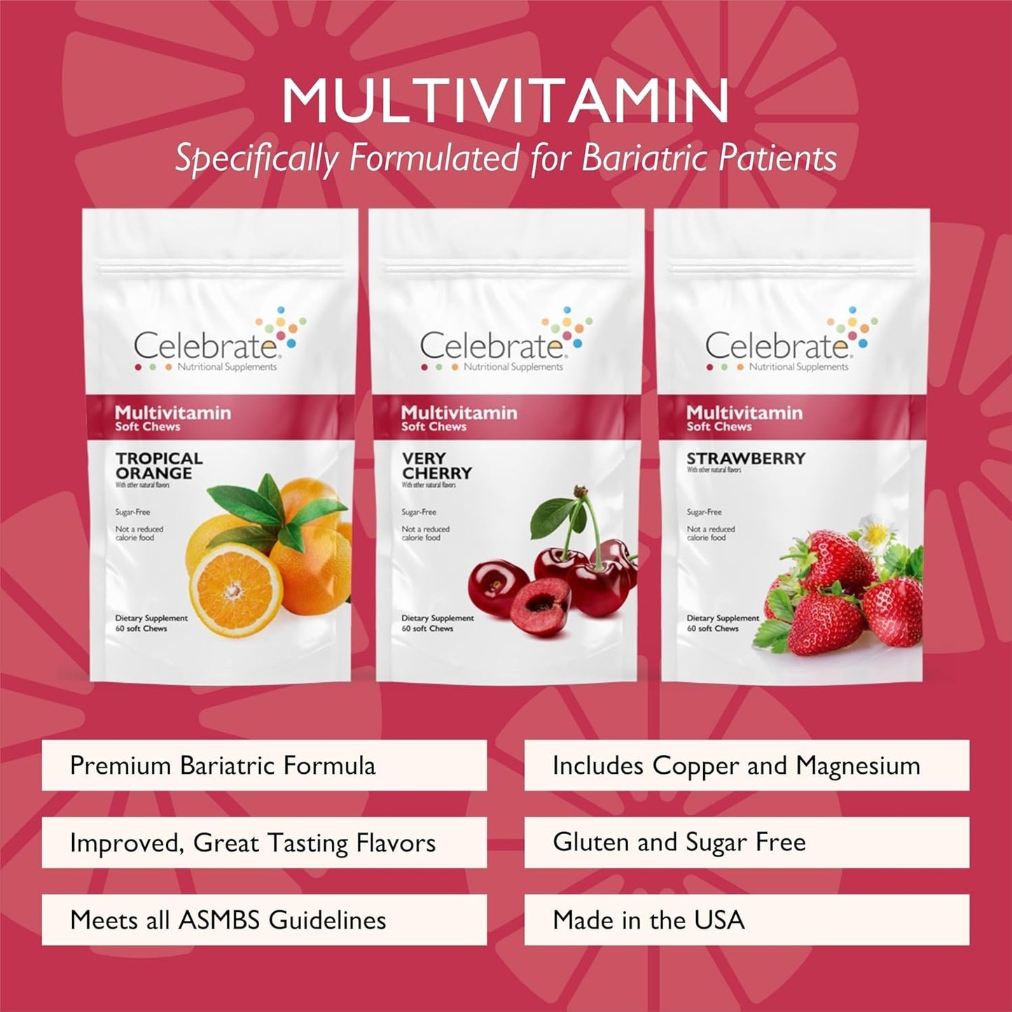 Celebrate Vitamins Bariatric Multivitamin Soft Chews - Essential Sugar & Gluten Free Gastric Bypass Supplement