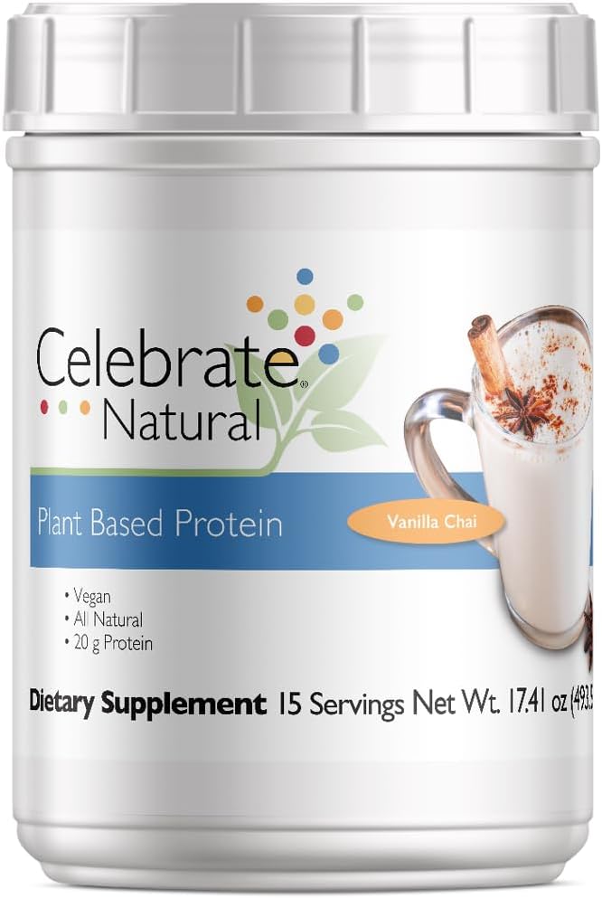 Celebrate Vitamins Vegan Protein Powder - Vanilla Chai Flavor - 20g Plant-Based Pea Protein & 3g Fiber - Post-Bariatric Surgery Supplement