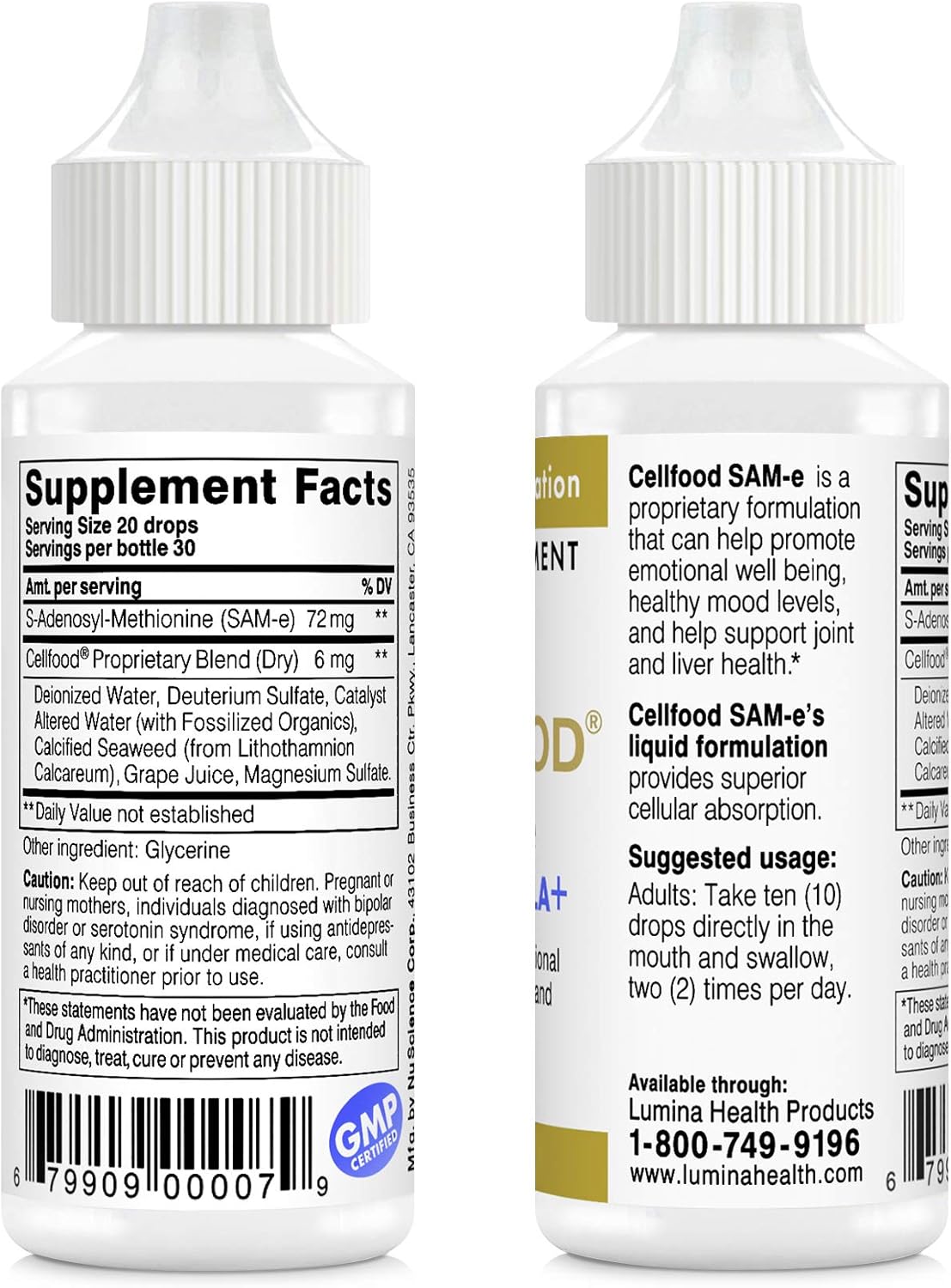 Cellfood SAM-e Liquid Formula+ - 3 Pack, 1 fl oz Each - Mood & Joint Support, Liver Health - Enhanced Absorption, Gluten Free, Non-GMO - 90-Day Supply