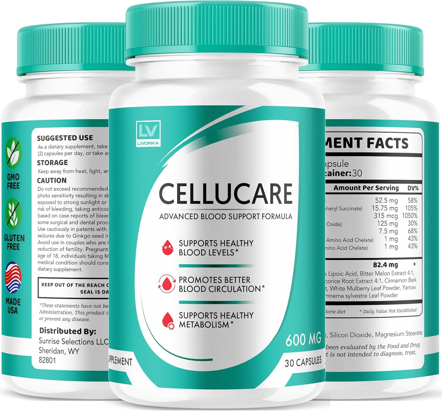 Cellucare Capsules 3 Pack - Advanced Formula for Cellulite Reduction - 90 Capsules for 3 Months Supply
