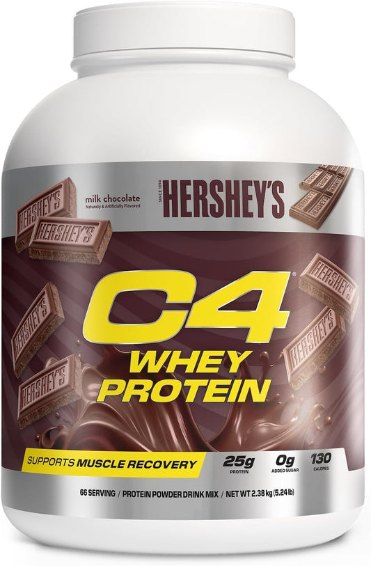 Cellucor C4 Hershey's Chocolate Whey Protein Powder - 25g Protein, 0g Added Sugar, 130 Calories, 66 Servings, Muscle Recovery Support