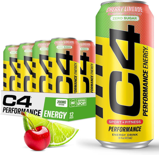 Cellucor C4 Original Cherry Limeade Sugar Free Energy Drink 16oz (12 Pack) | Pre Workout Performance Drink without Artificial Colors