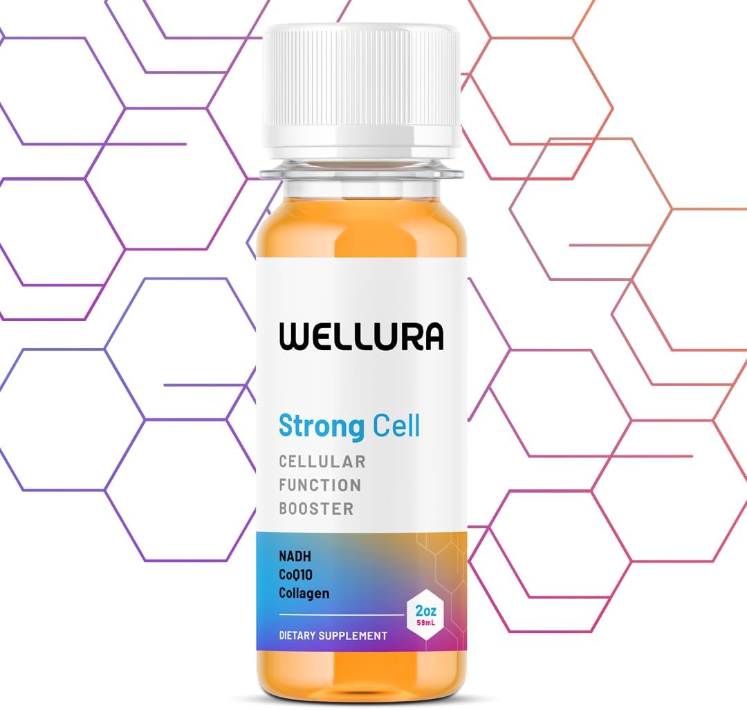 Cellular Function Booster Liquid with NADH, CoQ10, Collagen, and Vitamins - High Absorption Rate - Wellura Strong Cell