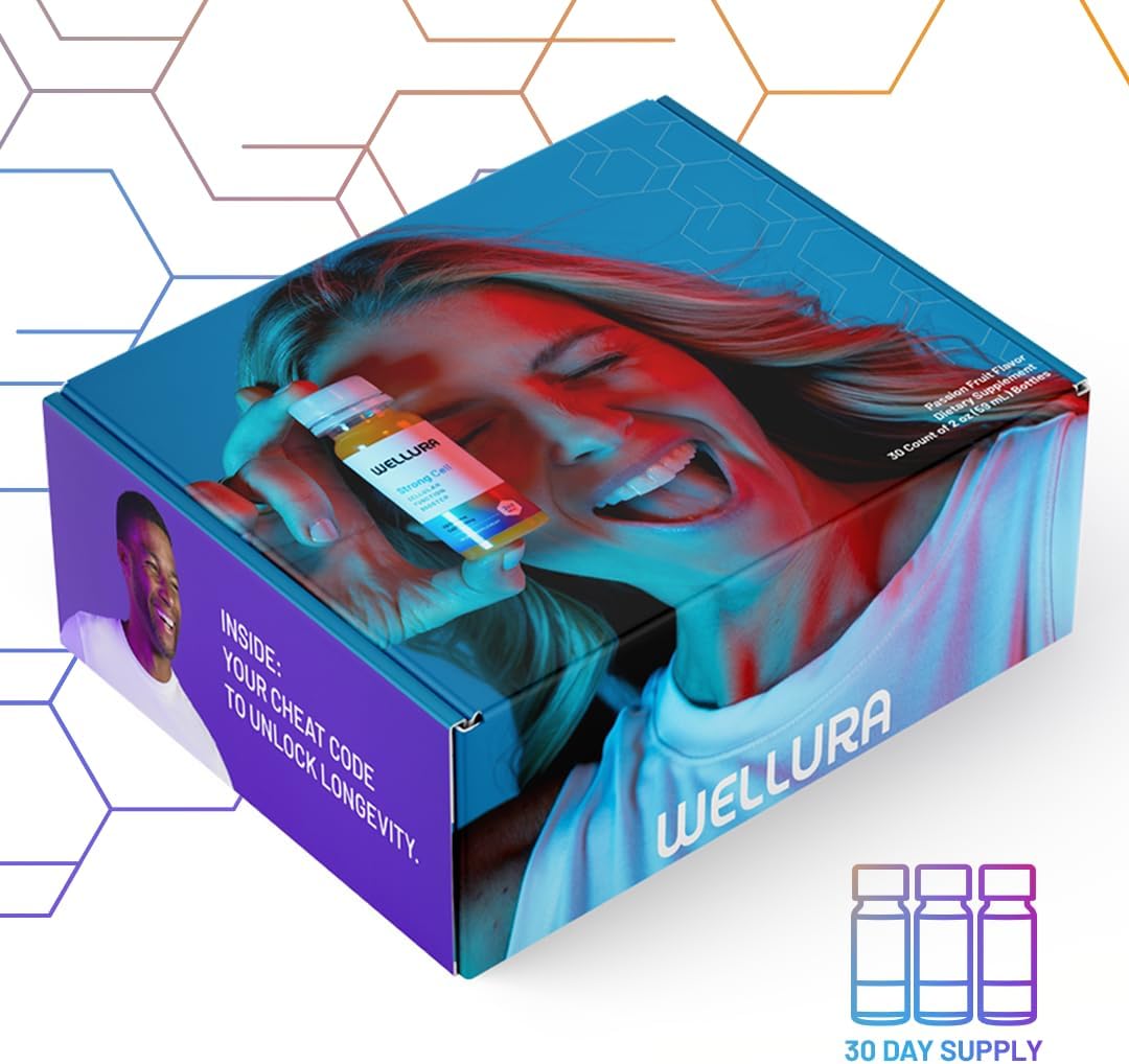 Cellular Function Booster Liquid with NADH, CoQ10, Collagen, and Vitamins - High Absorption Rate - Wellura Strong Cell