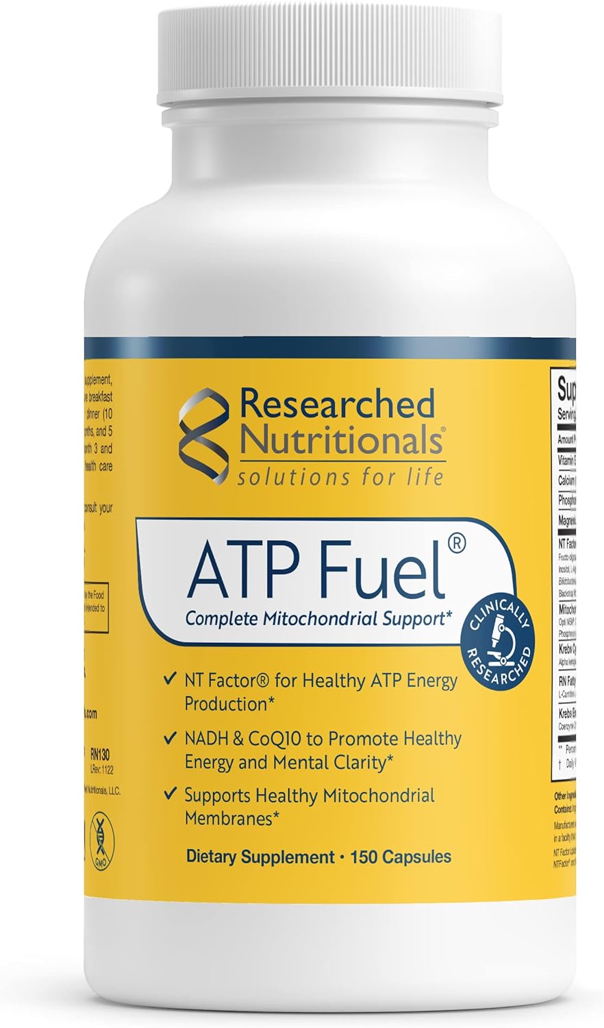 Cellular Health and Energy Support Supplement - ATP Fuel with Vitamin E, CoQ10, and NADH for Mental Clarity and Healthy Mitochondria (150 Capsules)