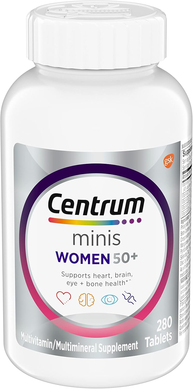 Centrum Minis Women's Multivitamin 50+ with Vitamin D3, B Vitamins, Non-GMO - 280 Ct & Clear Eyes Sensitive Eye Drops, 0.5 Oz - 2 Pack