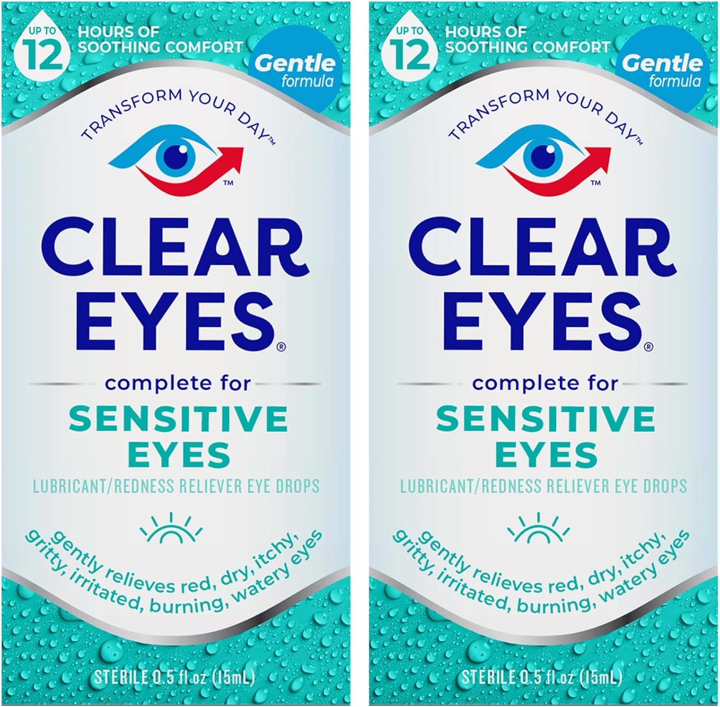Centrum Minis Women's Multivitamin 50+ with Vitamin D3, B Vitamins, Non-GMO - 280 Ct & Clear Eyes Sensitive Eye Drops, 0.5 Oz - 2 Pack