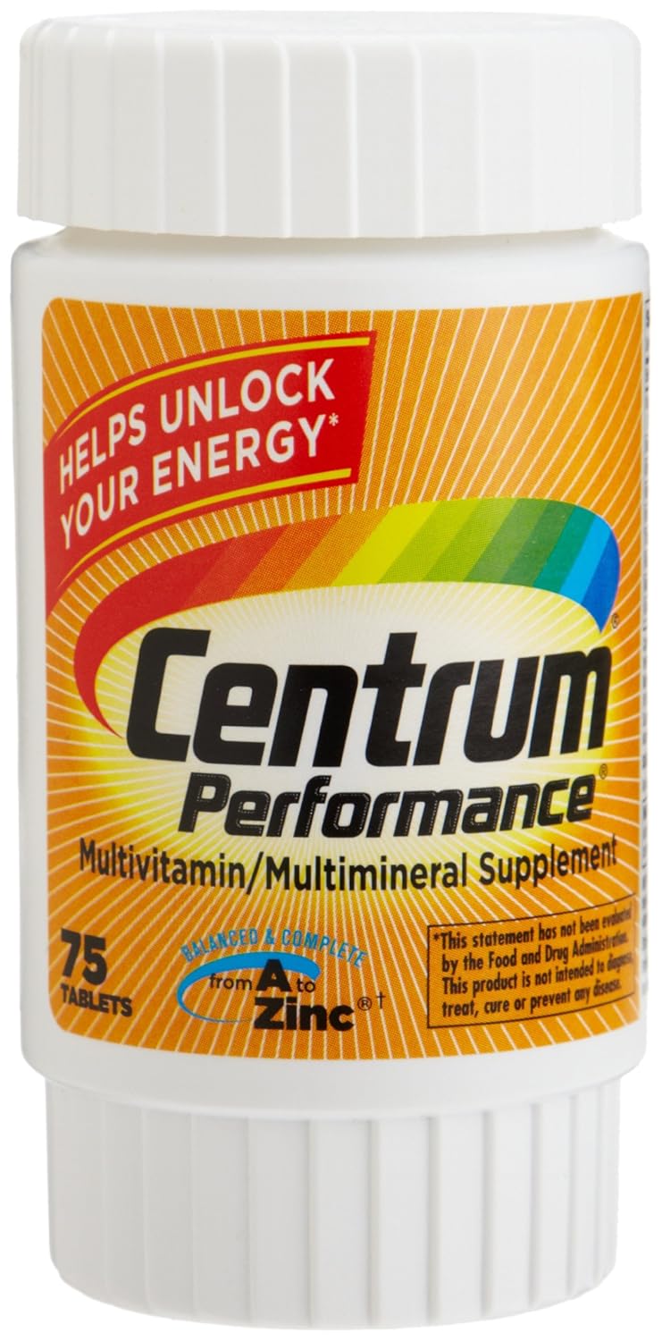 Centrum Performance Vitamins - 75 Count Bottle for Energy and Endurance