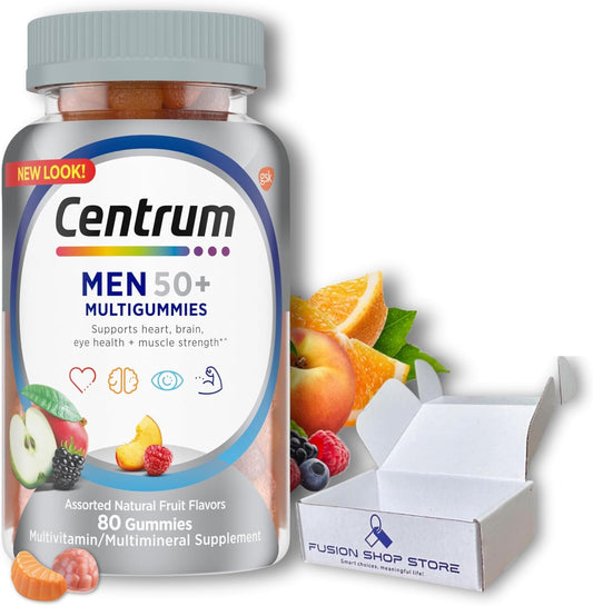 Centrum Silver Men 50 Plus Gummies - 80 Multivitamin Pack by Fusion Shop Store for a Healthier Lifestyle