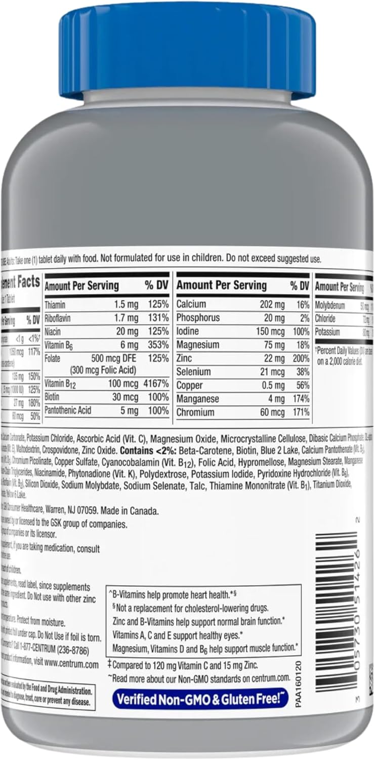 Centrum Silver Men's 50 Plus Multivitamin with Vitamin D3, B Vitamins - 275 Tablets