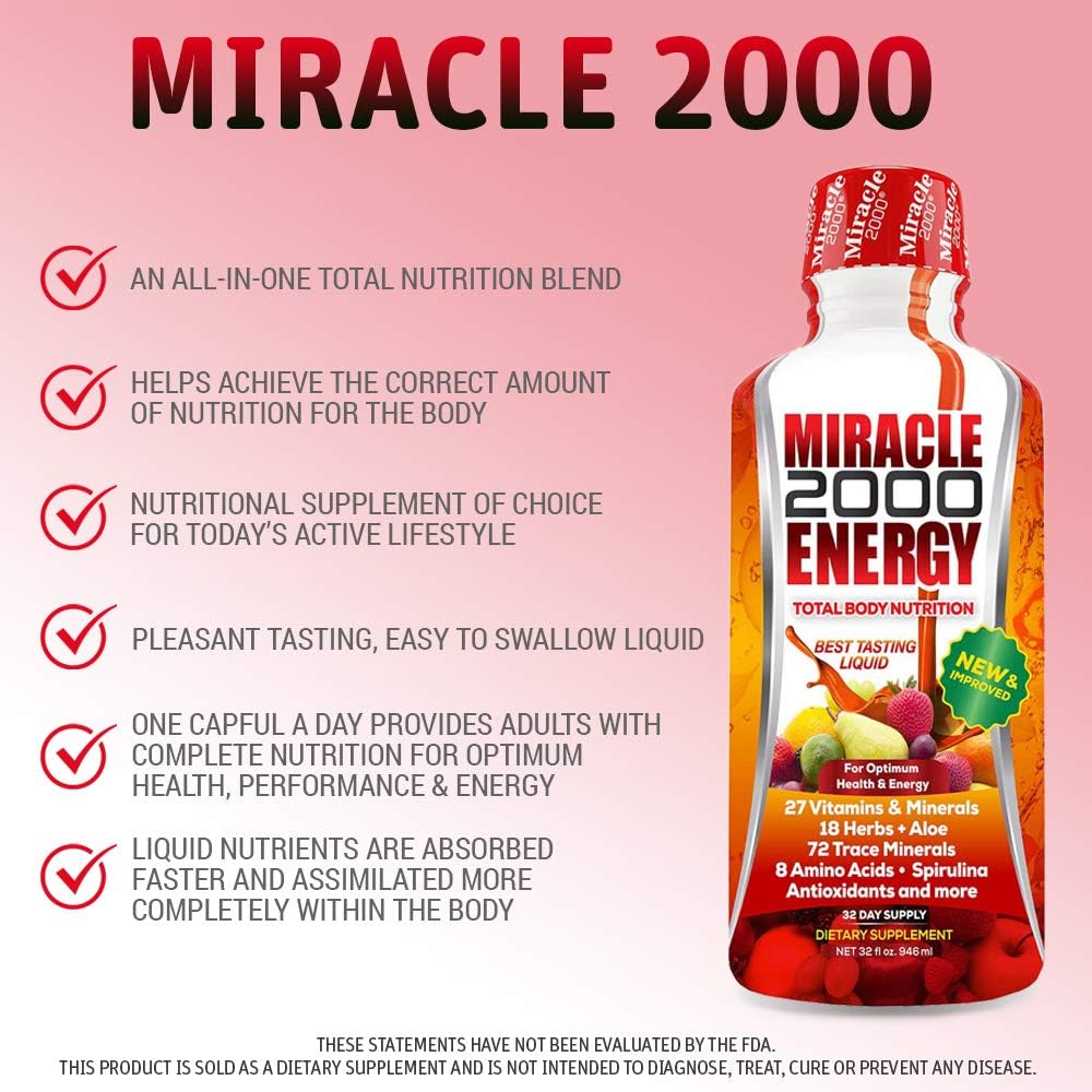 Century Systems Miracle 2000 Liquid Multivitamin Mineral Supplement 32oz - Amino Acids Antioxidants