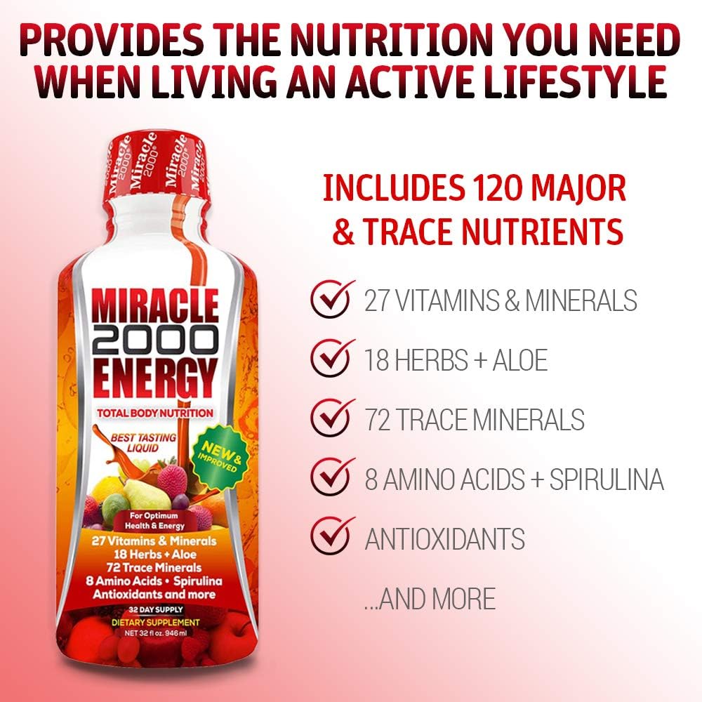 Century Systems Miracle 2000 Liquid Multivitamin Mineral Supplement 32oz - Amino Acids Antioxidants