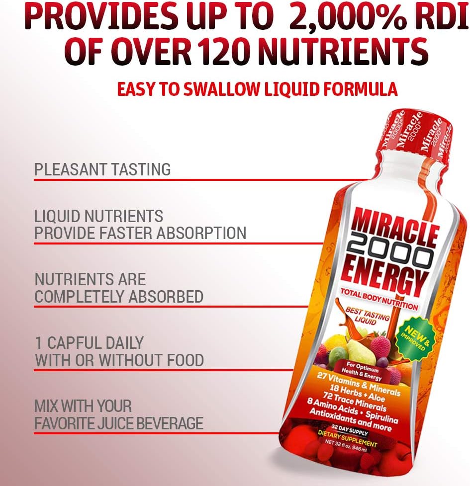 Century Systems Miracle 2000 Liquid Multivitamin Mineral Supplement 32oz - Amino Acids Antioxidants