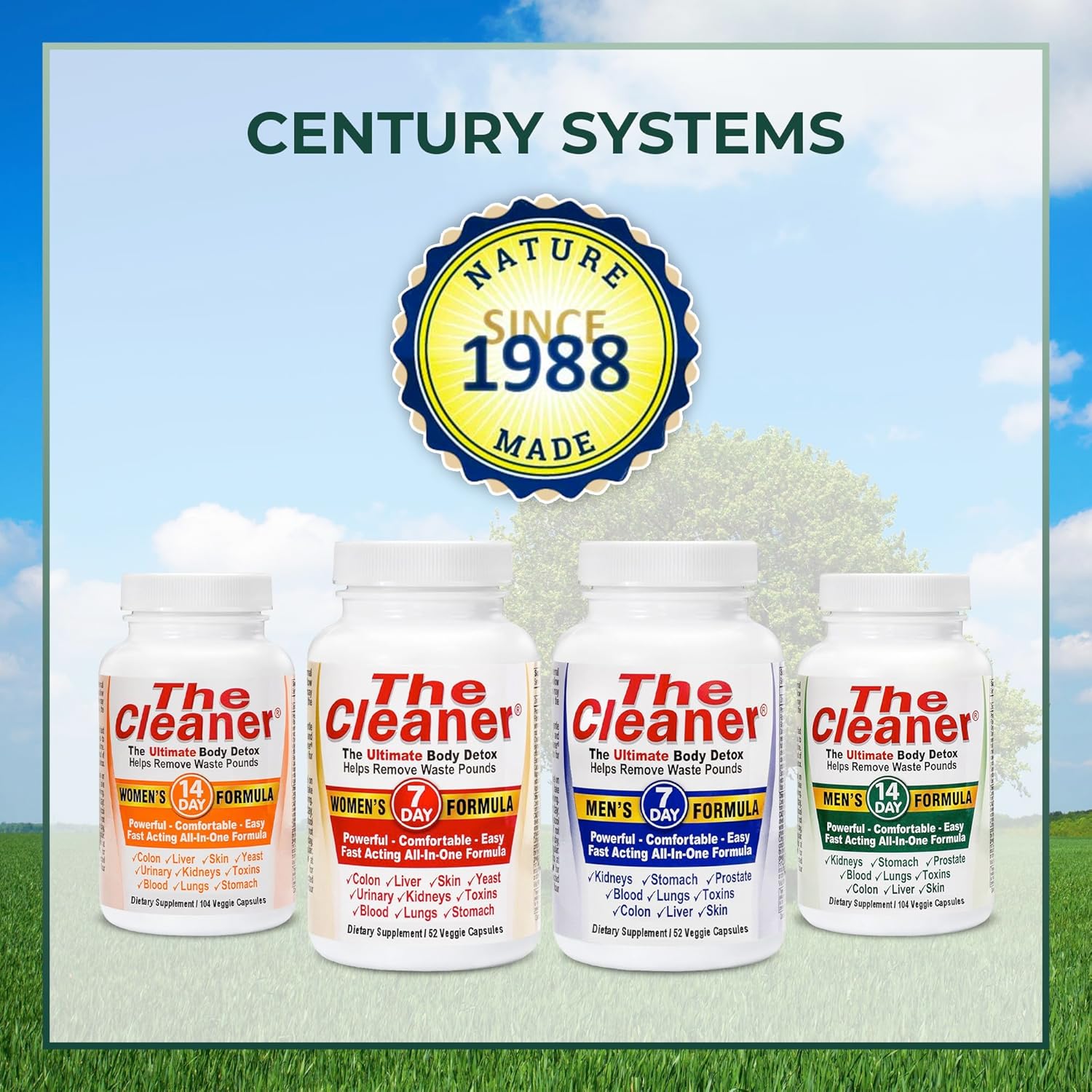 Century Systems The Cleaner Detox: 14-Day Internal Cleansing Formula for Men, Digestive Health Support, 104 Vegetarian Capsules