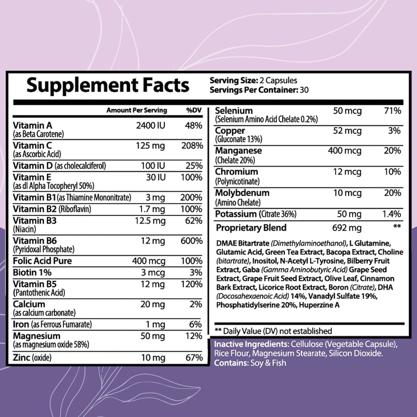 Cerebral Opus Memory and Focus Brain Supplement with Vitamin D, Folic Acid & Phosphatidylserine - Boost Energy and Reduce Brain Fog - 60 Capsules