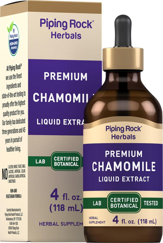 Certified Botanical Chamomile Flower Extract Liquid | 4 fl oz | Alcohol-Free Tincture | Vegetarian & Non-GMO Supplement