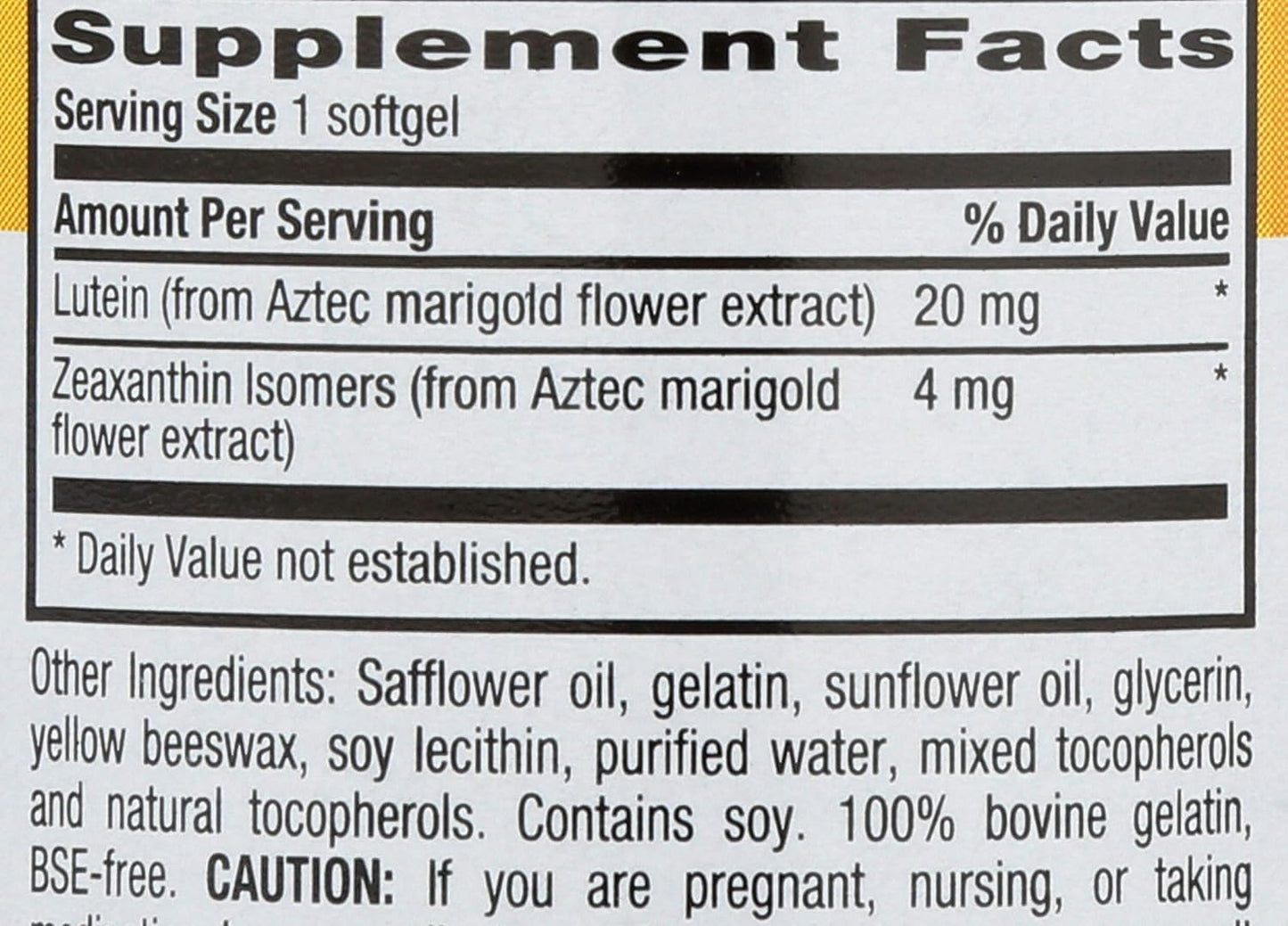 Certified Gluten-Free Lutein 20 mg Supplement for Eye Health - With Zeaxanthin - Reduces Eye Strain - 60 Softgels