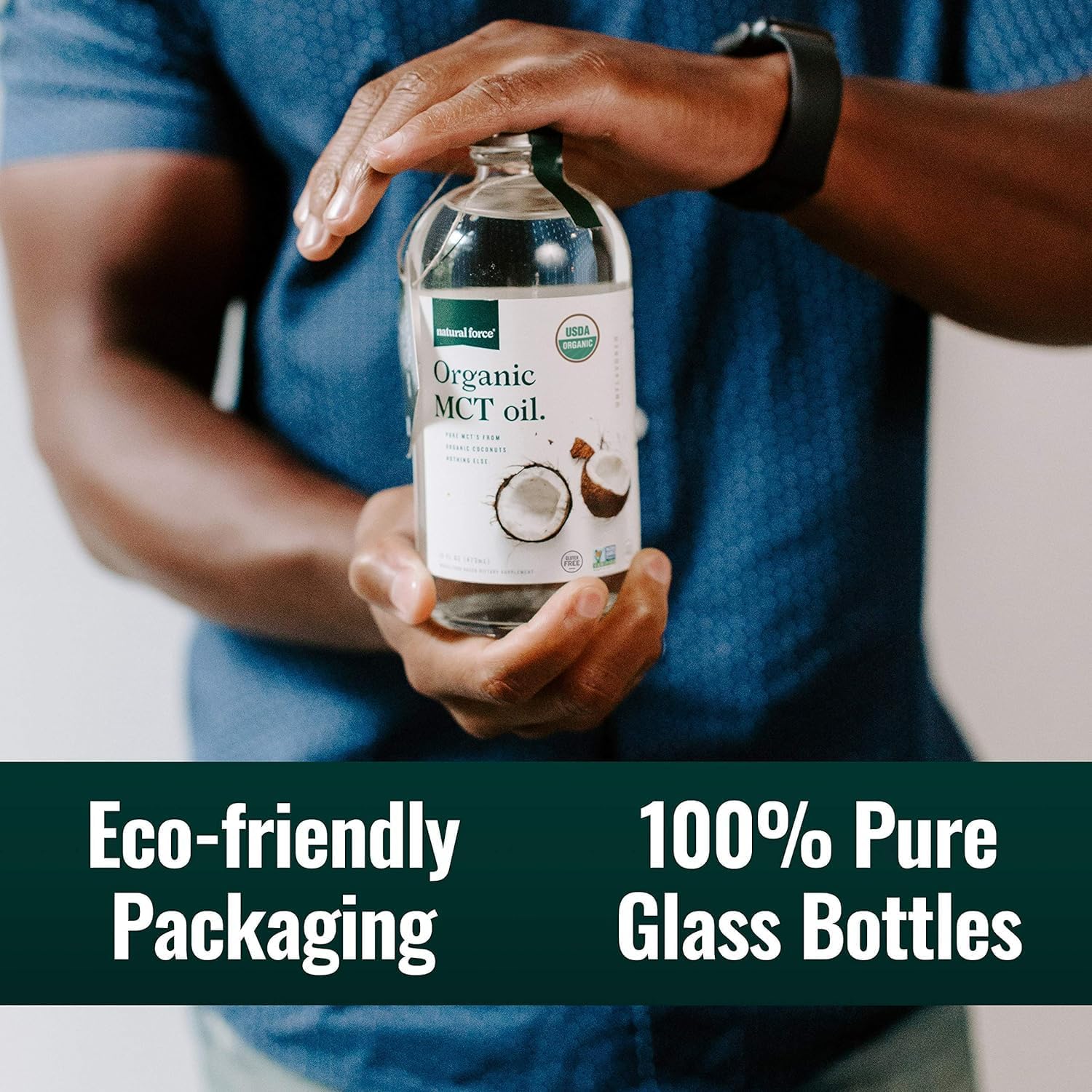 Certified Keto & Paleo Organic MCT Oil in Glass Bottle - 32 oz - Non-GMO, Vegan, Kosher - Cold Pressed Virgin Coconut Oil - Lab Tested Quality