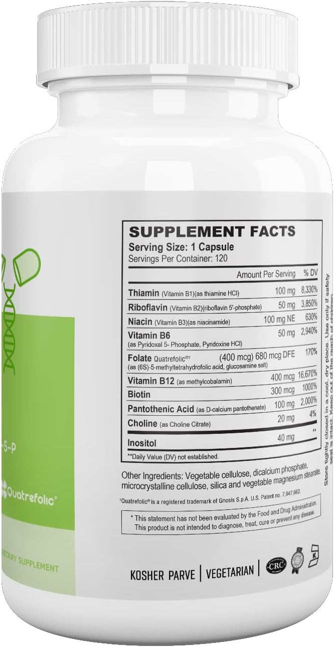 Certified Kosher Ultimate B Complex Supplement - 120 Vegetarian Capsules by NUTRI-SUPREME RESEARCH