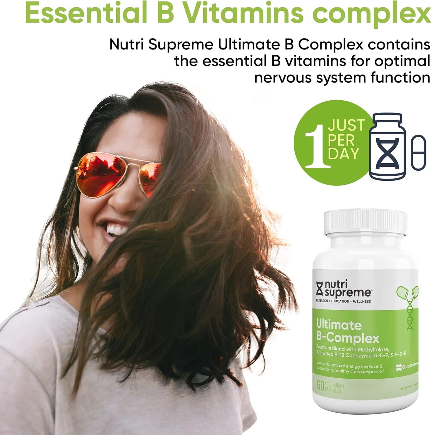 Certified Kosher Ultimate B Complex Supplement - 120 Vegetarian Capsules by NUTRI-SUPREME RESEARCH