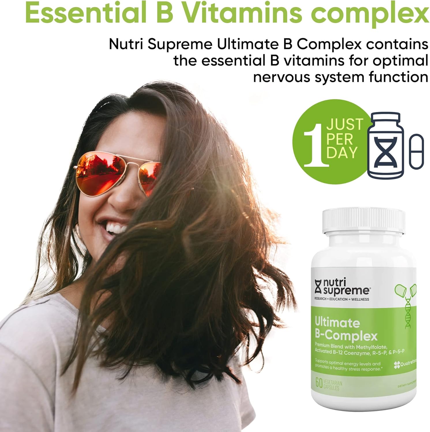 Certified Kosher Ultimate B Complex Supplement - 120 Vegetarian Capsules by NUTRI-SUPREME RESEARCH