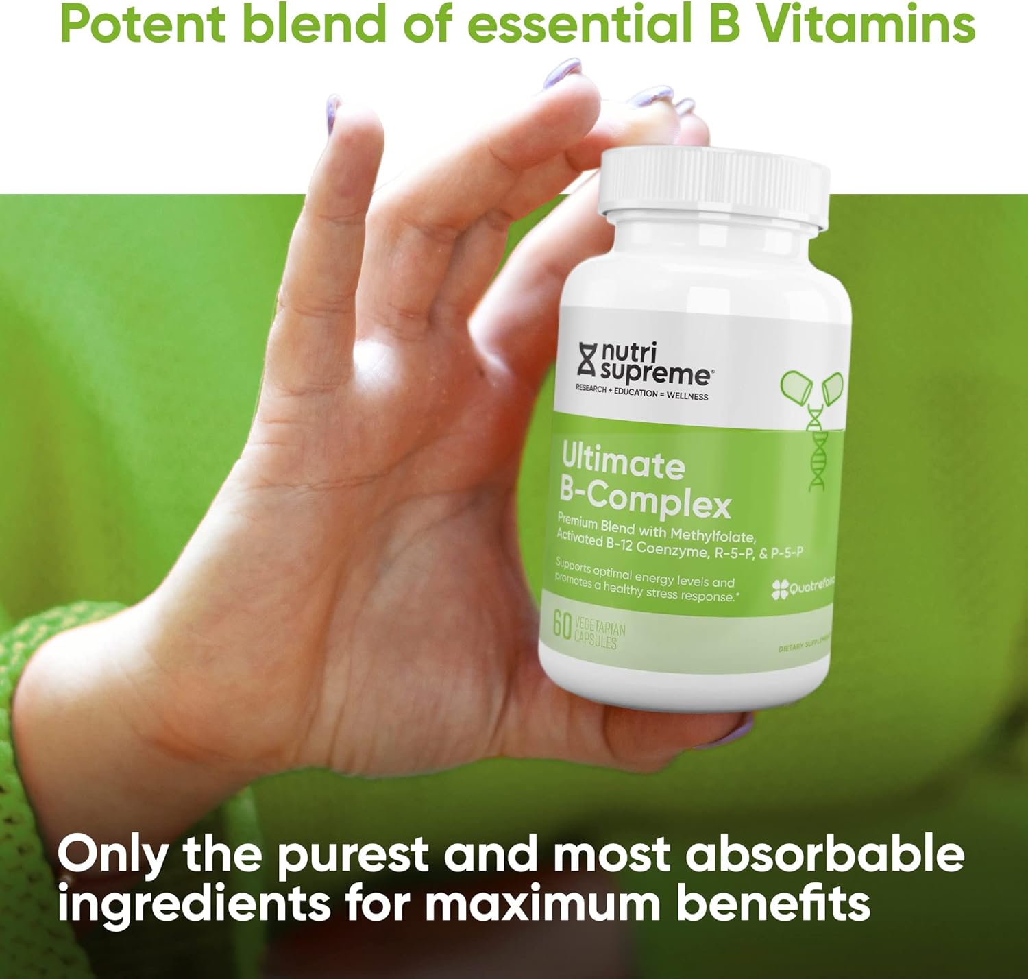 Certified Kosher Ultimate B Complex Supplement - 120 Vegetarian Capsules by NUTRI-SUPREME RESEARCH
