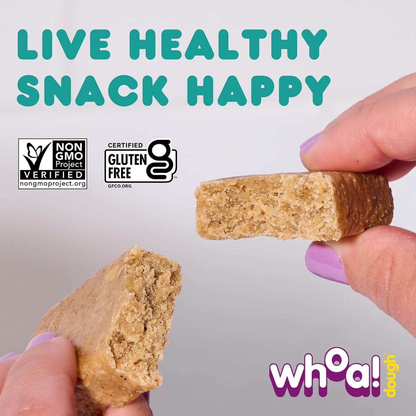 Certified Non-GMO, Kosher, Gluten-Free Edible Cookie Dough Bars - Healthy Plant-Based Snack Made with Real Ingredients - Oatmeal Cookie Dough - Pack of 10