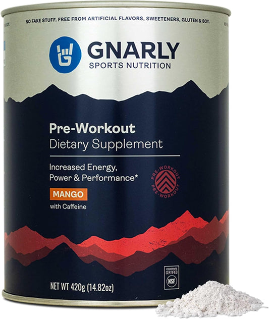 Certified NSF Vegan Pre-Workout Mango Powder for Endurance & Recovery - Sports Nutrition with Caffeine, 14.82 oz