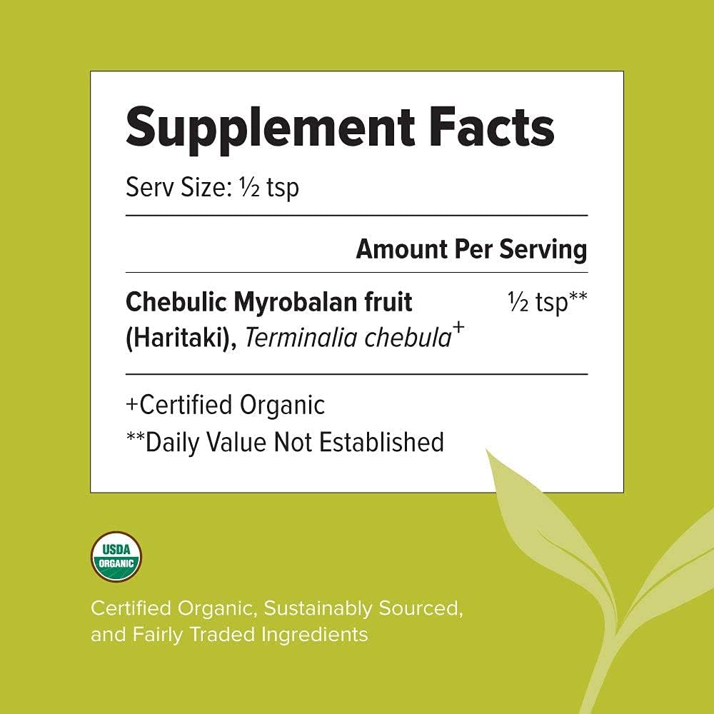 Certified Organic 1lb Haritaki Powder - Terminalia chebula for Detox & Rejuvenation - Vegan, Non-GMO, Gluten Free - Fair Trade