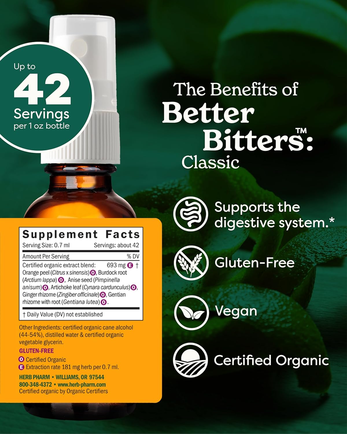 Certified Organic Absinthium Digestive Bitters by Herb Pharm - 1 Ounce