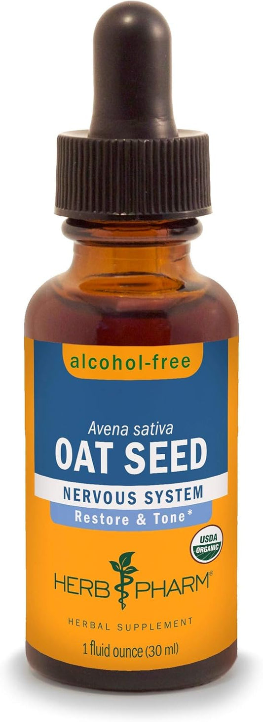 Certified Organic Alcohol-Free Oat Seed Glycerite for Nervous System Support - 1 Fl Oz - Herbal Supplement