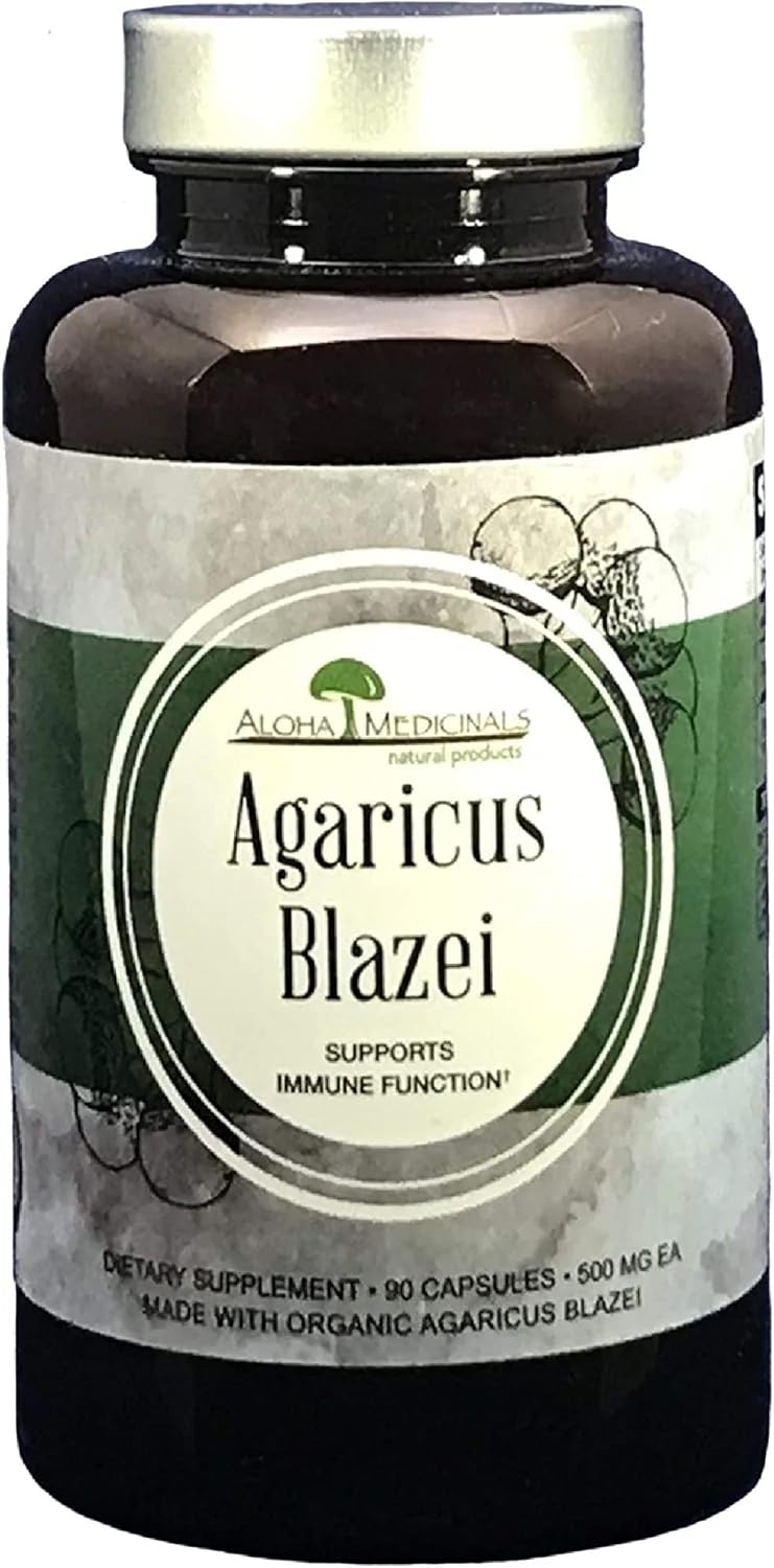 Certified Organic Aloha Medicinals Pure Agaricus Blazei 500 mg Vegetarian Capsules - 90 Count