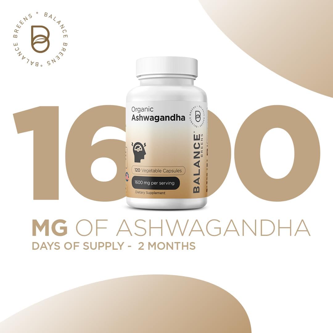 Certified Organic Ashwagandha and Irish Sea Moss Combo - Balancebreens Balance Breens 1600 mg Supplement