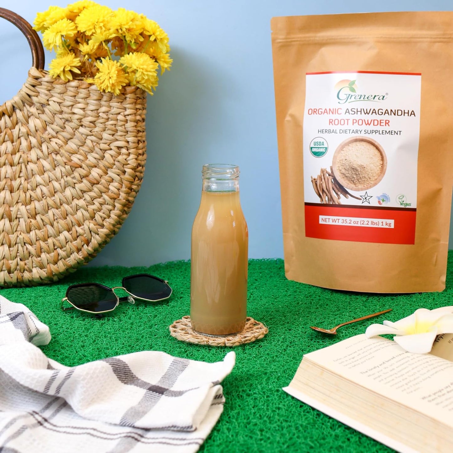 Certified Organic Ashwagandha Powder - 2.2 lbs (35.2 oz) - Vegan & Kosher Friendly