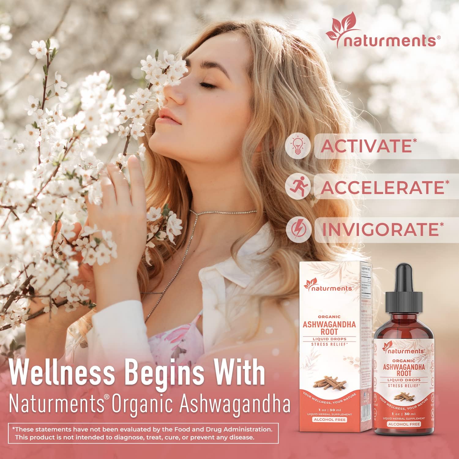 Certified Organic Ashwagandha Root Liquid Drops - Maximum Strength for Stress Management and Energy Support - 1 Oz