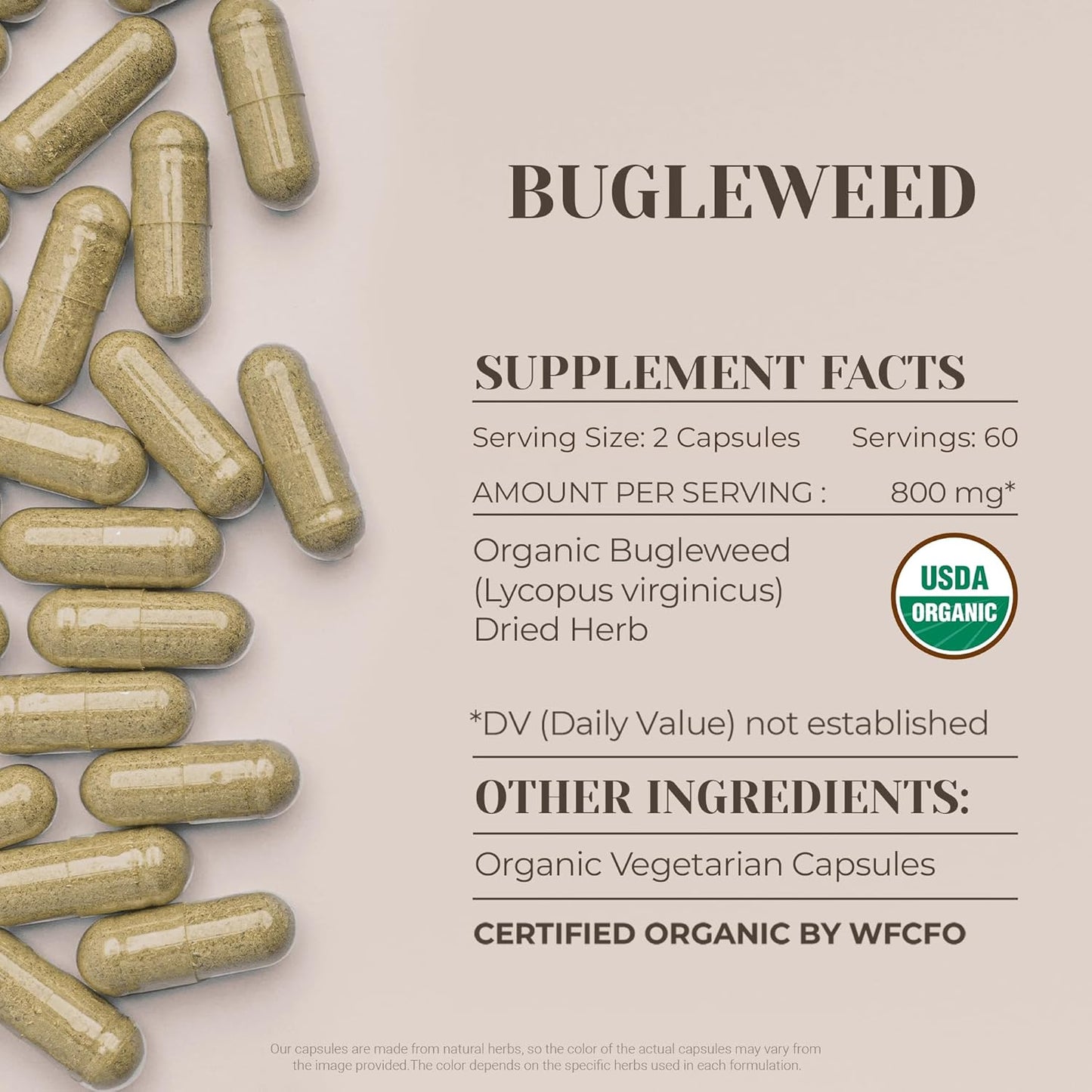 Certified Organic Bugleweed Capsules - High-Potency Natural Supplement with USDA Organic Ingredients