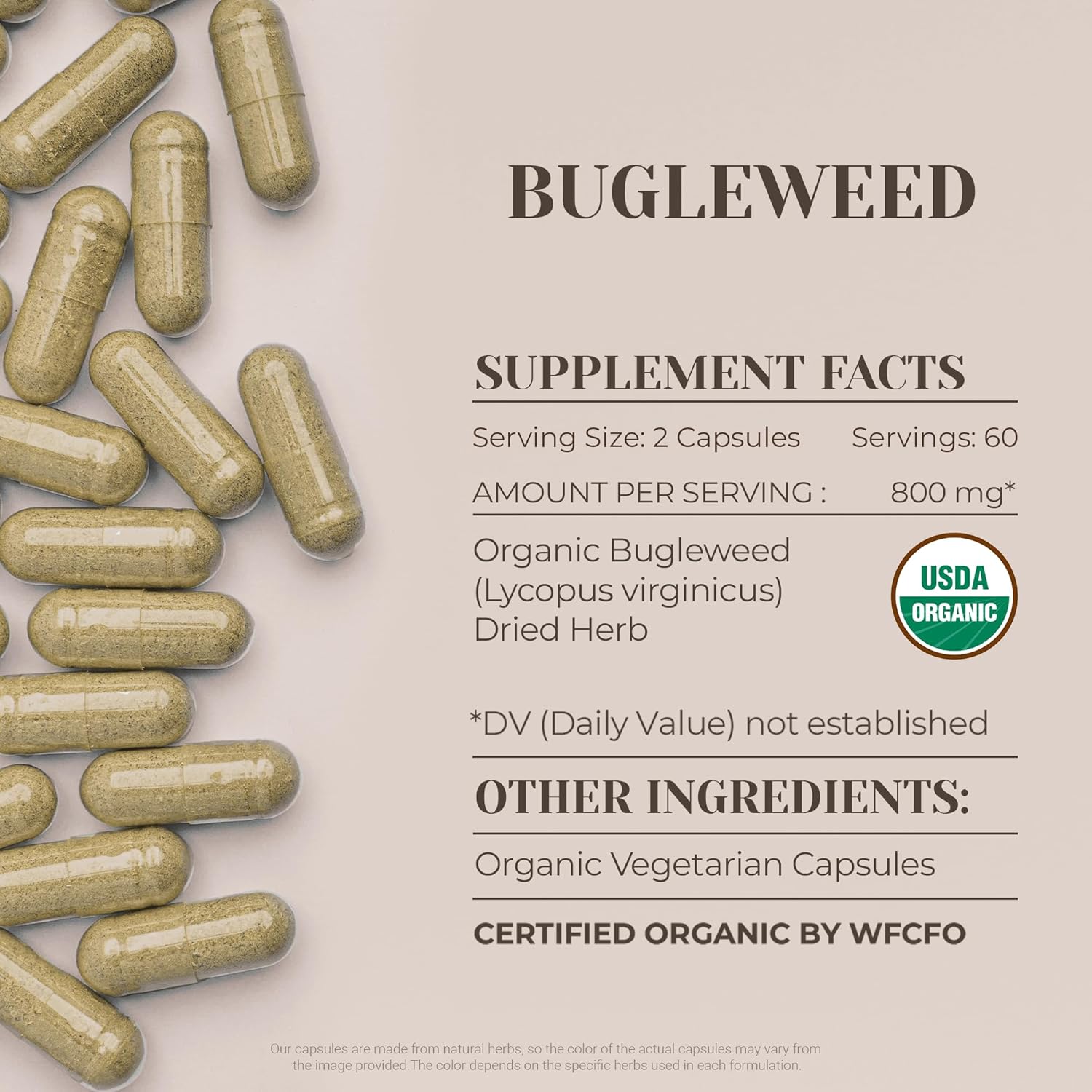 Certified Organic Bugleweed Capsules - High-Potency Natural Supplement with USDA Organic Ingredients