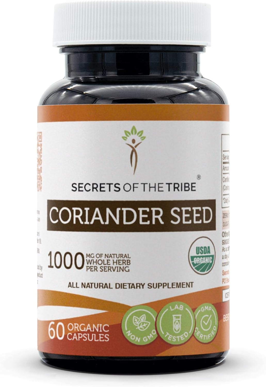 Certified Organic Coriander Seed Capsules by Secrets of the Tribe - 60 Vegetarian Capsules | USDA Organic Dried Coriander Seed