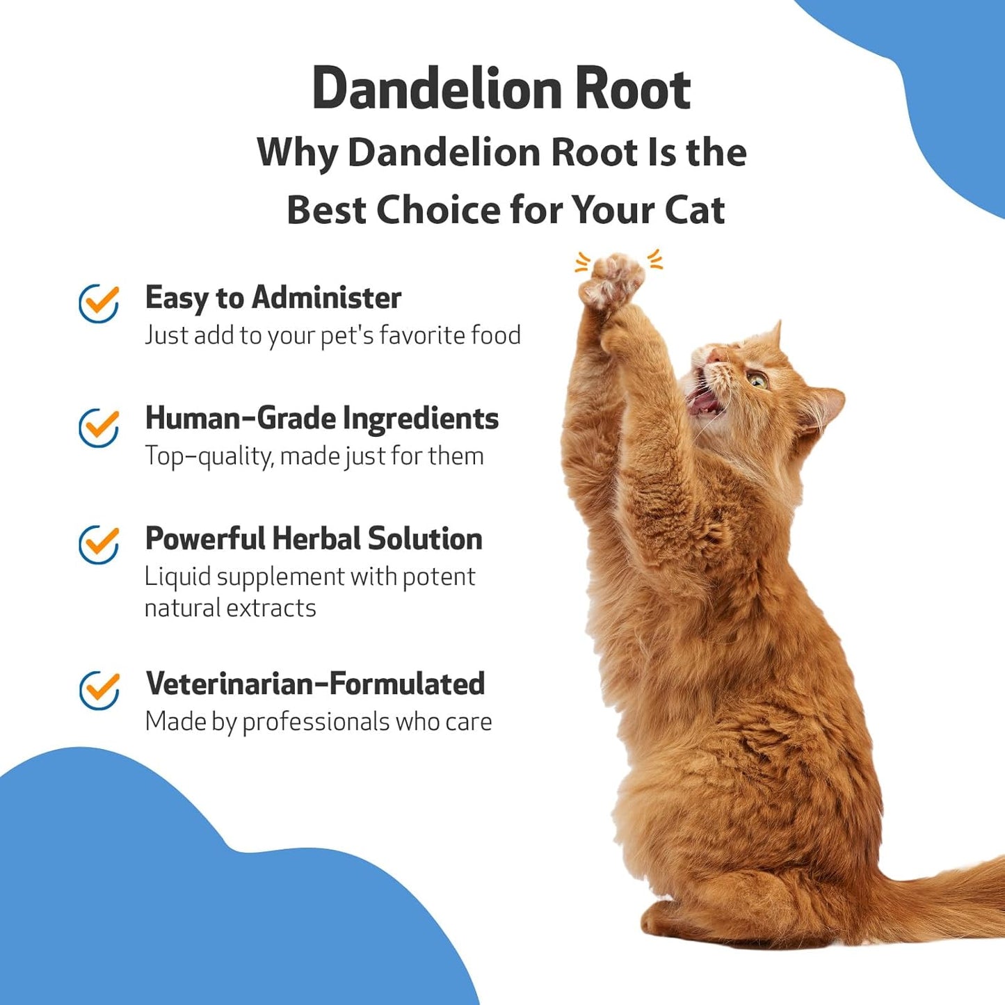 Certified Organic Dandelion Root Supplement for Cats - Promotes Liver & Heart Health, Digestive Function, Blood Sugar Support - Veterinarian-Formulated - 2 oz (59 ml)