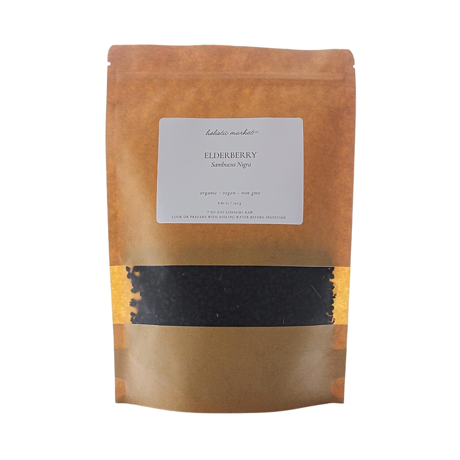 Certified Organic Dried Whole Elderberries for DIY Elderberry Syrup - Non-GMO Sambucus Nigra, Non-Irradiated - Holistic Market Co.