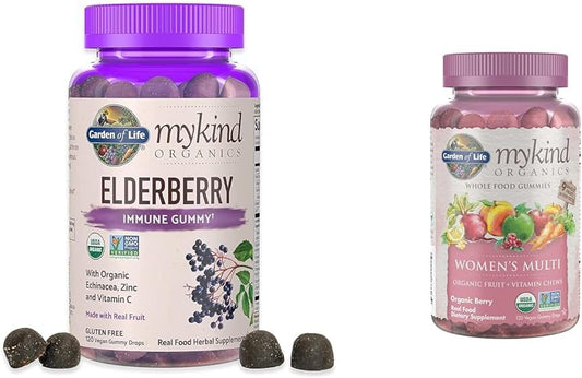 Certified Organic Elderberry Gummies for Adults & Kids - Immune Support Supplement with Women's Gummy Vitamins - Berry Flavor