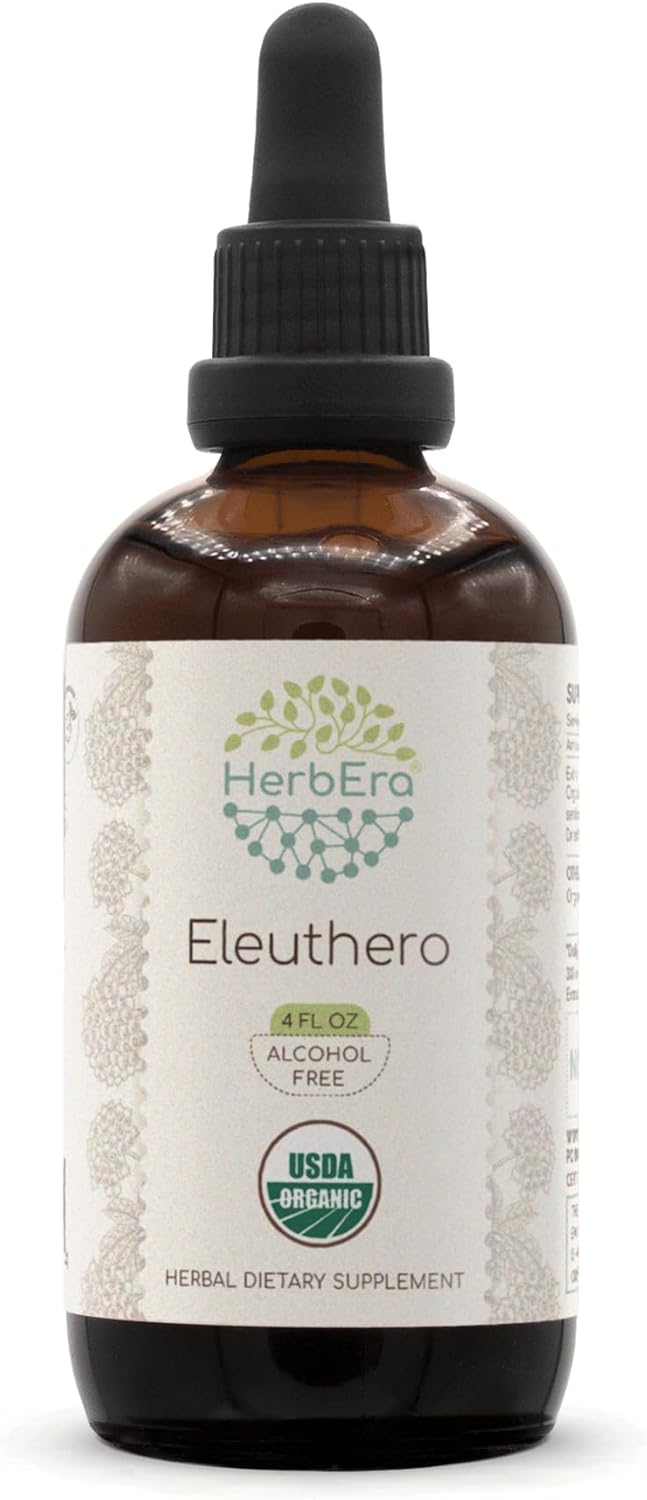 Certified Organic Eleuthero Tincture | Alcohol-Free Herbal Drops | High-Potency Extract (4 oz)