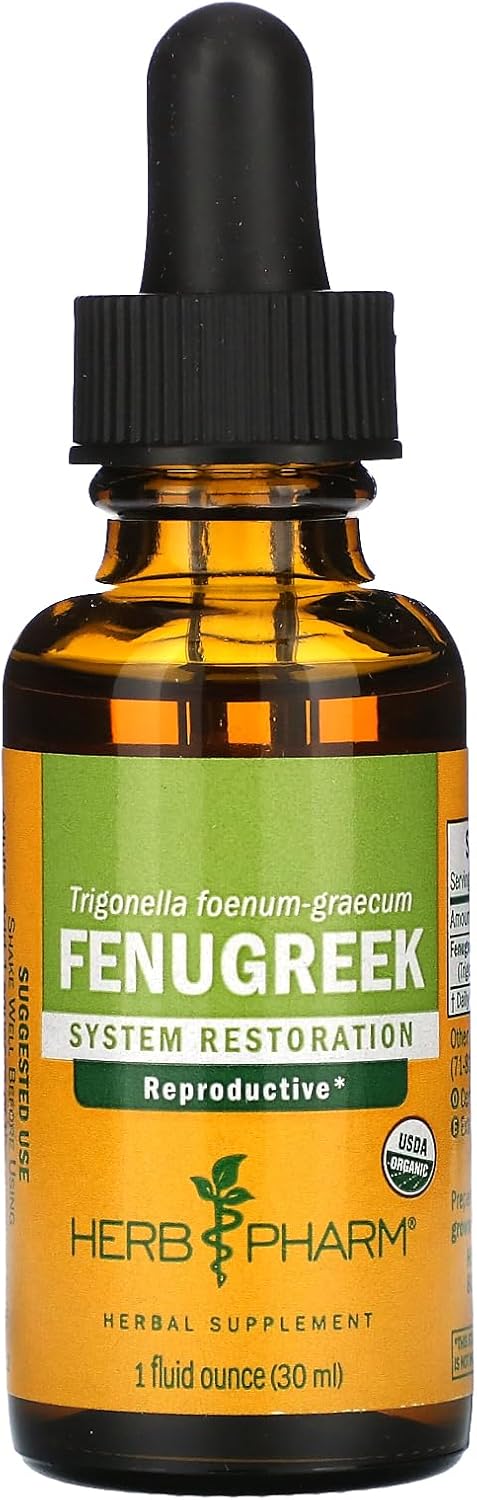 Certified Organic Fenugreek Liquid Extract for Female Reproductive Support - 1oz Bottle