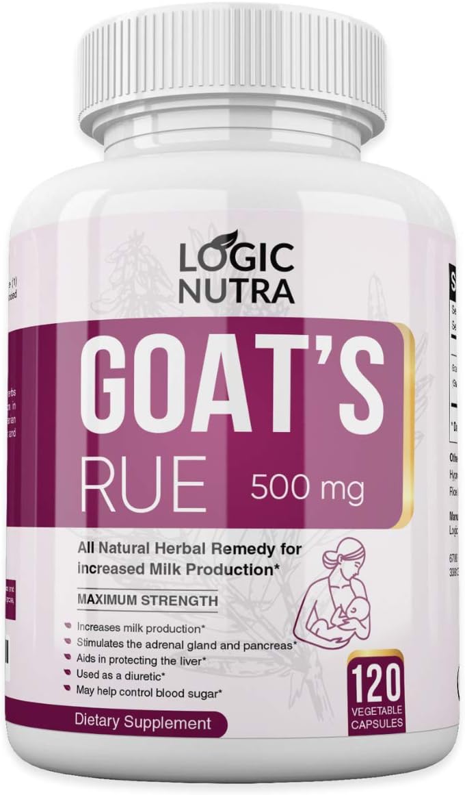 Certified Organic Goats Rue Lactation Aid Supplement for Breastfeeding Mothers - 120 Vegetarian Capsules - 500 mg - Made in USA
