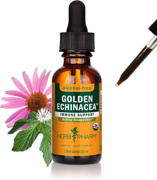 Certified Organic Golden Echinacea Liquid Extract - 1 oz Bottle for Immune System Support
