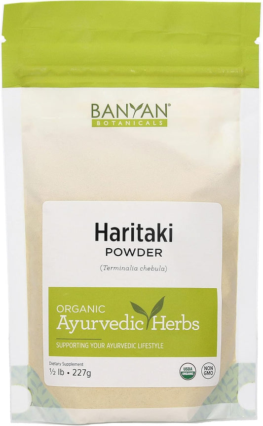 Certified Organic Haritaki Powder - 1/2 Pound - Terminalia chebula for Detox & Rejuvenation - Vegan, Non-GMO, Gluten Free - Fair Trade