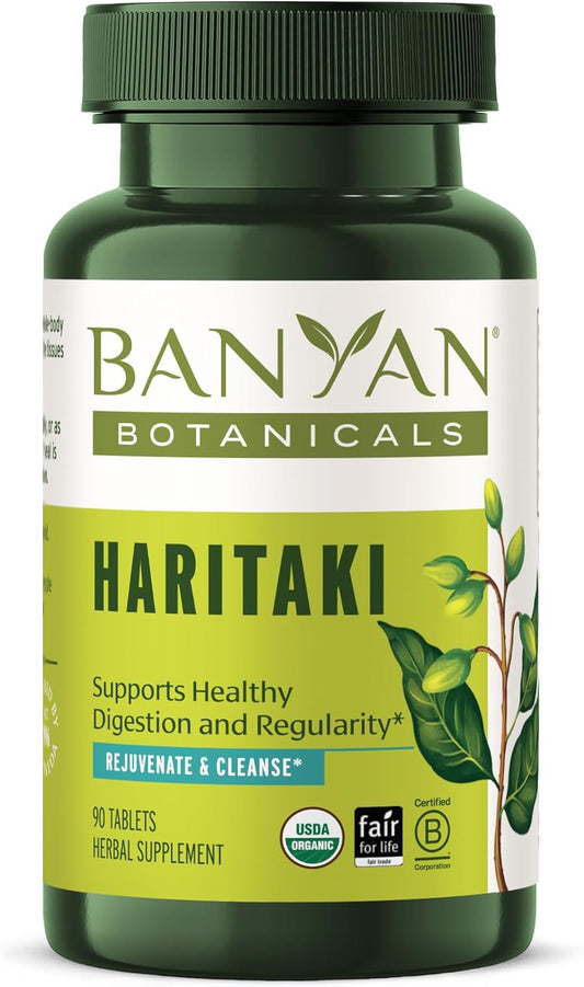 Certified Organic Haritaki Tablets for Detox & Rejuvenation - 90 Tablets - Non-GMO & Fair Trade